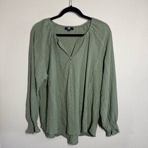 Frye Shirt Green Textured Peasant Boho Festival Blouse